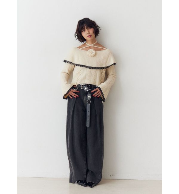 jouetie「フリルレースオフショルトップス」|ニット・セーター|
