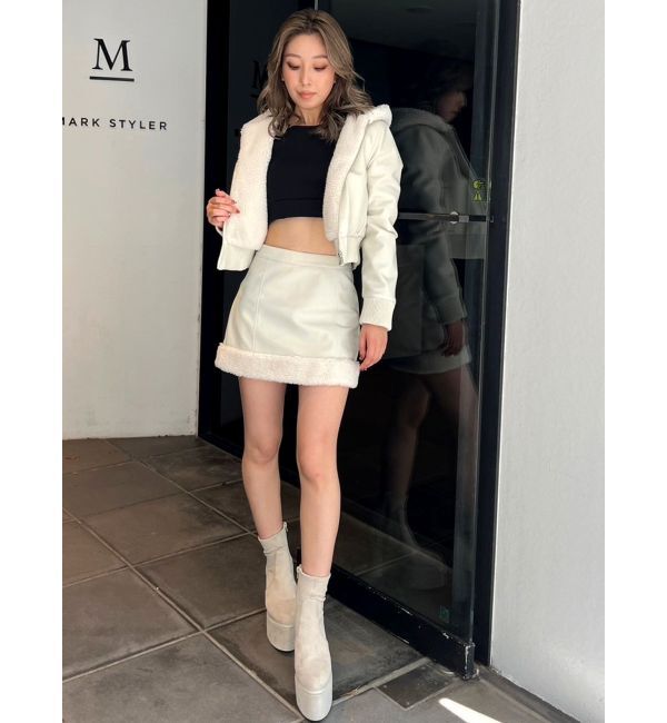 GYDA「フェイクレザーボアスカートライクショートパンツ【SETUP着用可】」|スカート|