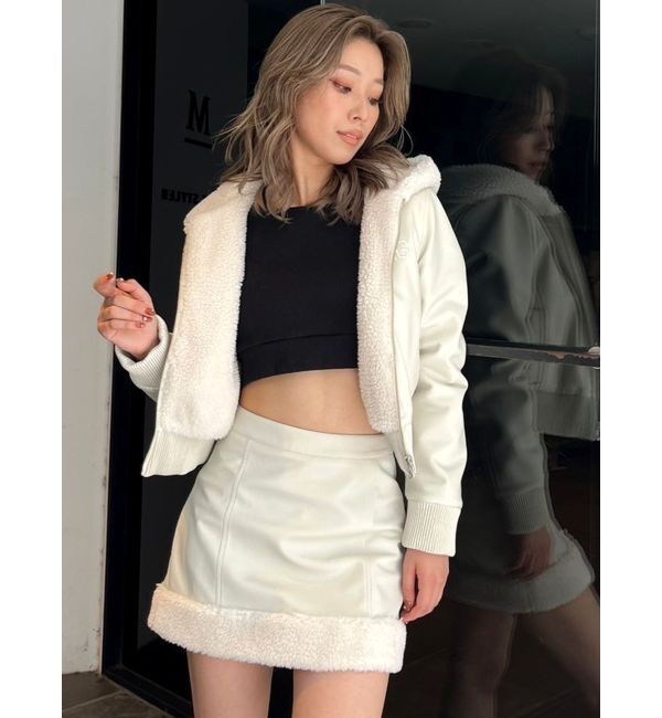 GYDA「フェイクレザーボアスカートライクショートパンツ【SETUP着用可】」|スカート|