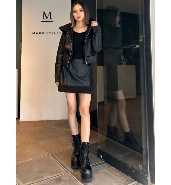 GYDA「フェイクレザーボアスカートライクショートパンツ【SETUP着用可】」|スカート|