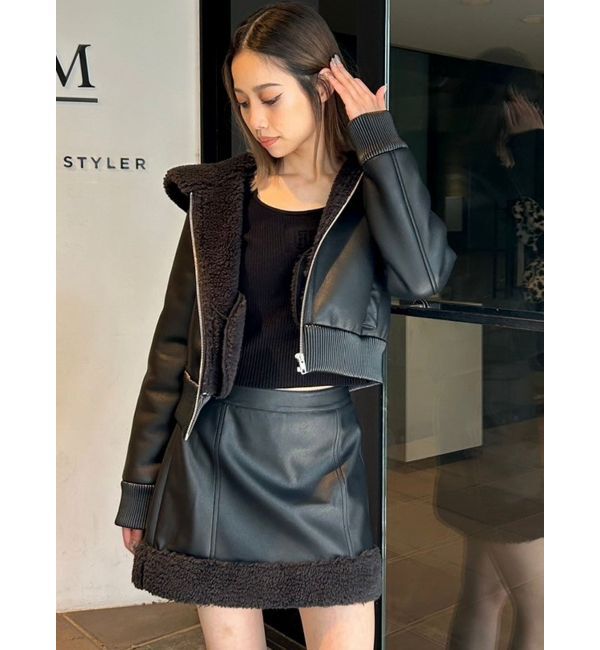 GYDA「フェイクレザーボアスカートライクショートパンツ【SETUP着用可】」|スカート|