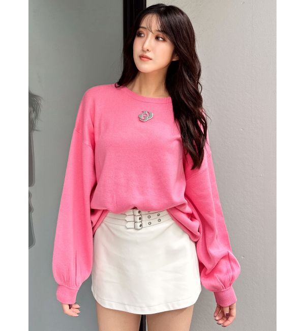 GYDA「フェイクレザーベルトスカートライクショートパンツ」|スカート|