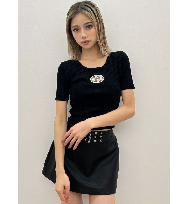 GYDA「フェイクレザーベルトスカートライクショートパンツ」|スカート|