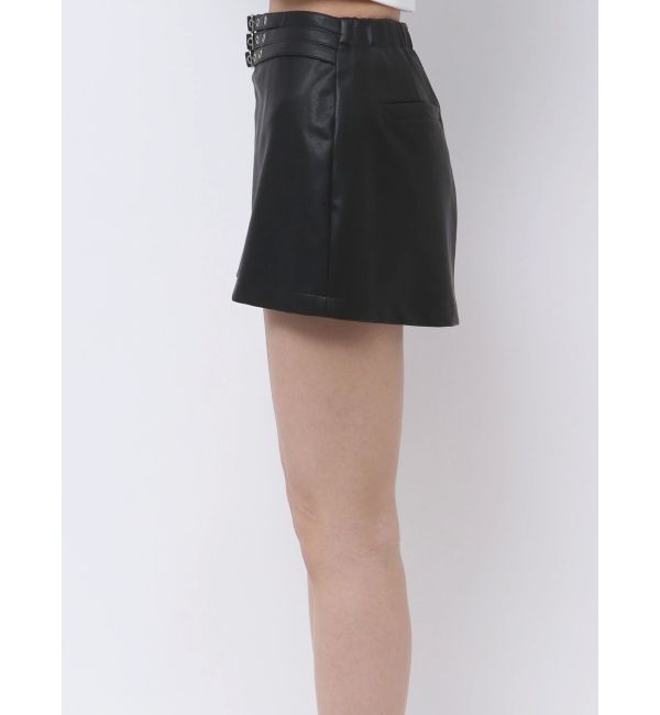 GYDA「フェイクレザーベルトスカートライクショートパンツ」|スカート|