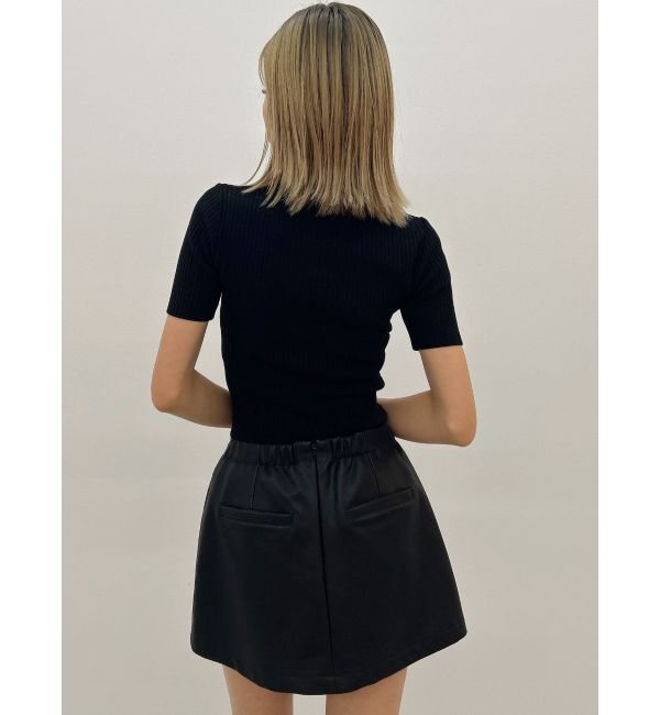 GYDA「フェイクレザーベルトスカートライクショートパンツ」|スカート|