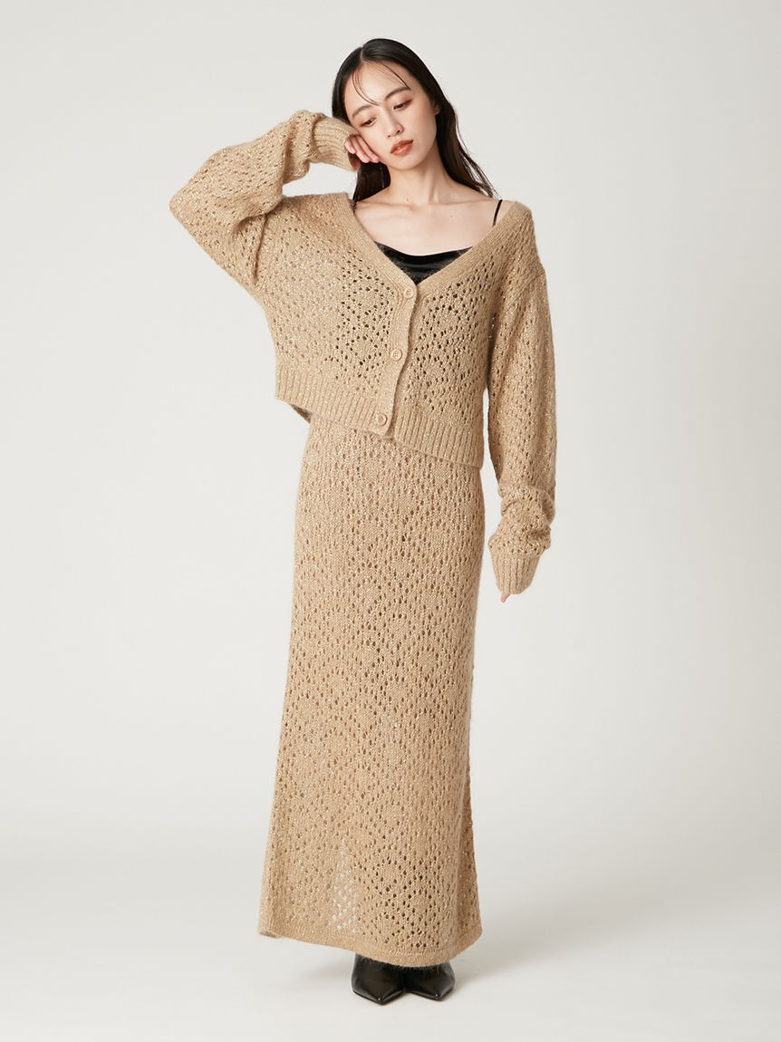 FRAY I.D「モヘアミックスラメニットスカート」|スカート|