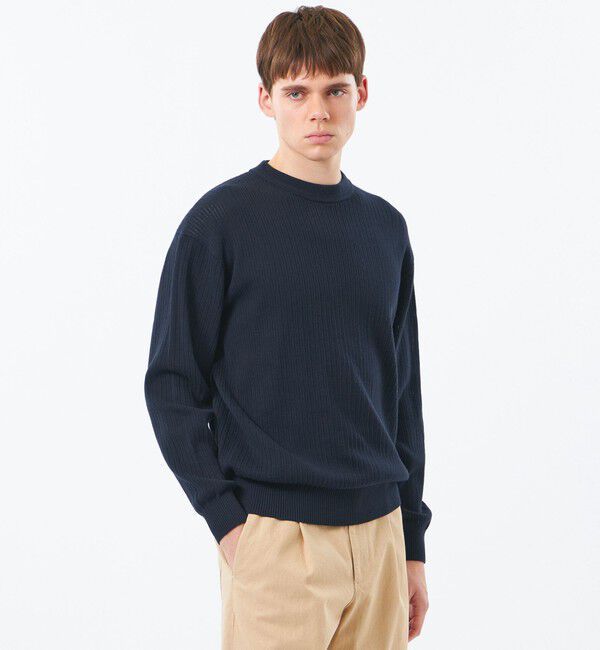 MACKINTOSH PHILOSOPHY「クルーネックプルオーバー 畔調ファインニット」|ニット・セーター|ネイビー