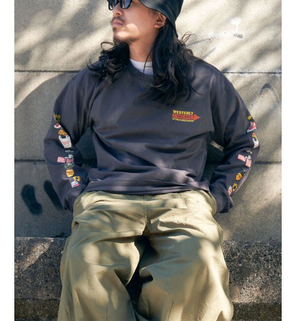 VENCE share style「袖フラワープリントロンT」|Tシャツ・カットソー|