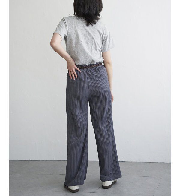 VENCE share style「楊柳ストライプベルト付きパンツ」|デニム|