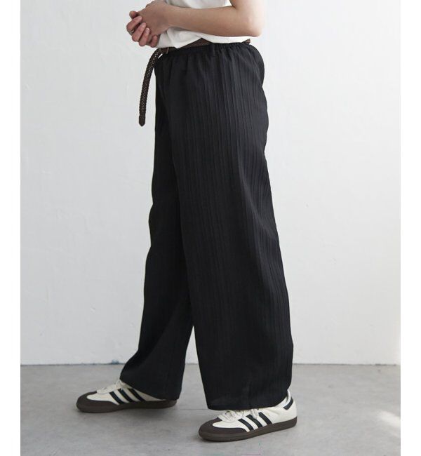 VENCE share style「楊柳ストライプベルト付きパンツ」|デニム|