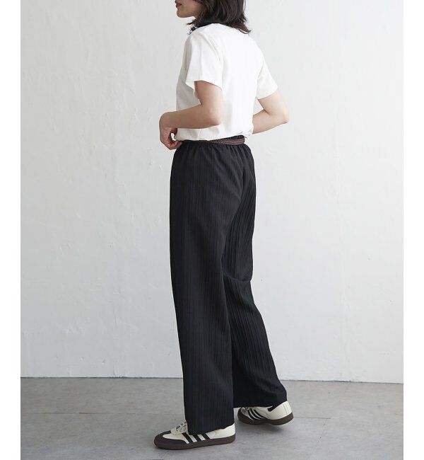 VENCE share style「楊柳ストライプベルト付きパンツ」|デニム|
