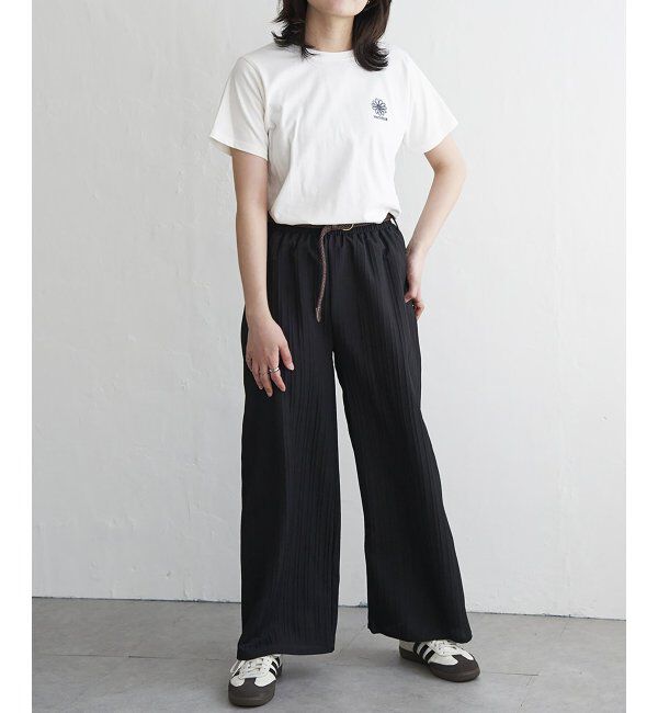 VENCE share style「楊柳ストライプベルト付きパンツ」|デニム|