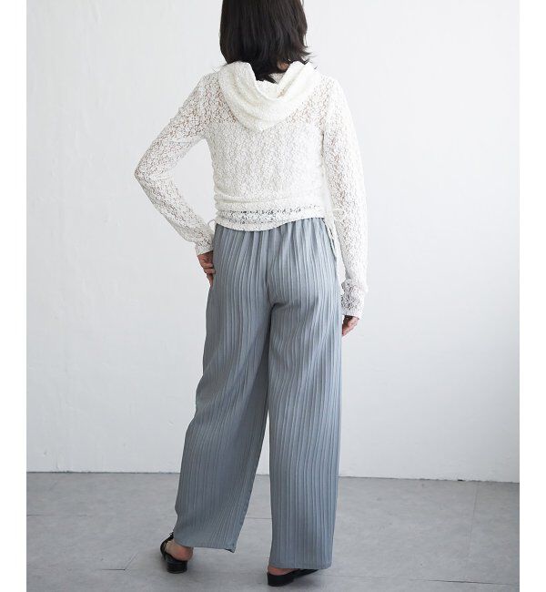 VENCE share style「楊柳ストライプベルト付きパンツ」|デニム|