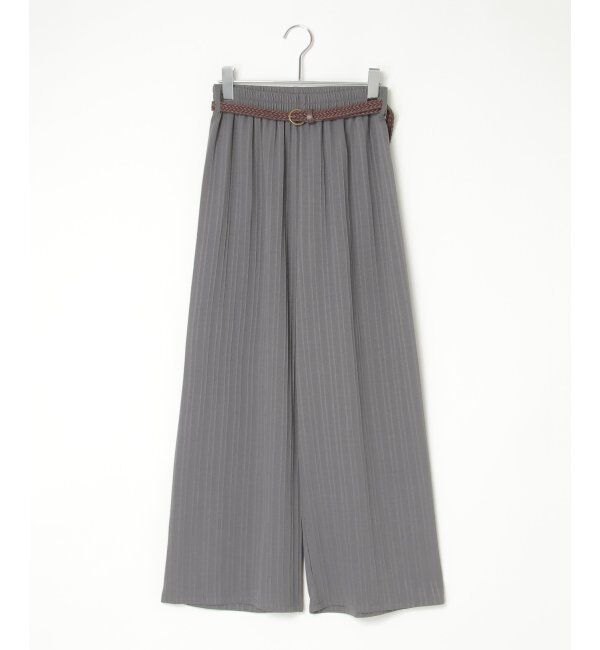 VENCE share style「楊柳ストライプベルト付きパンツ」|デニム|