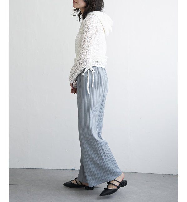 VENCE share style「楊柳ストライプベルト付きパンツ」|デニム|