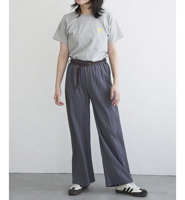 VENCE share style「楊柳ストライプベルト付きパンツ」|デニム|