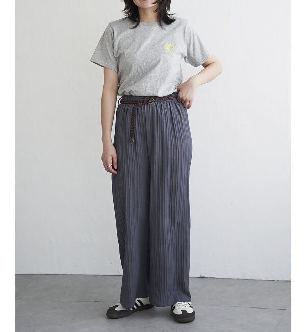 VENCE share style「楊柳ストライプベルト付きパンツ」|デニム|