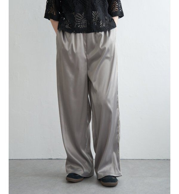 VENCE share style「サテンサイドラインパンツ」|デニム|グレー