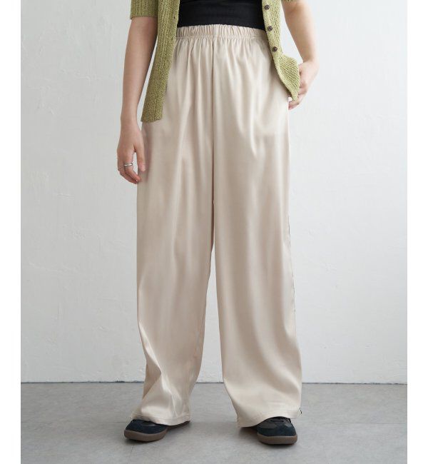 VENCE share style「サテンサイドラインパンツ」|デニム|アイボリー