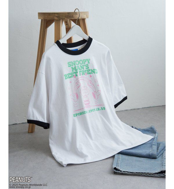 VENCE share style「PEANUTS ピーナッツ SNOOPY スヌーピー TP ベストフレンドリンガーT」|Tシャツ・カットソー|ホワイト