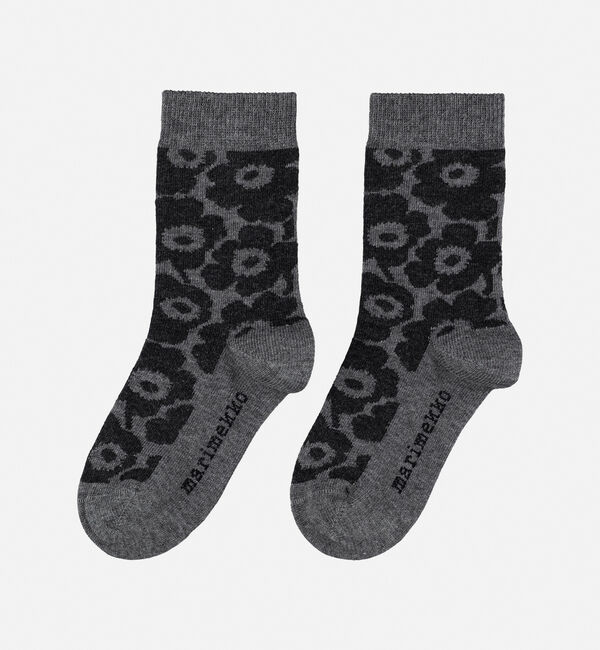 Marimekko「【kids】Makeinen Unikko Tone ソックス」|ソックス|ダークグレー&times;グレー