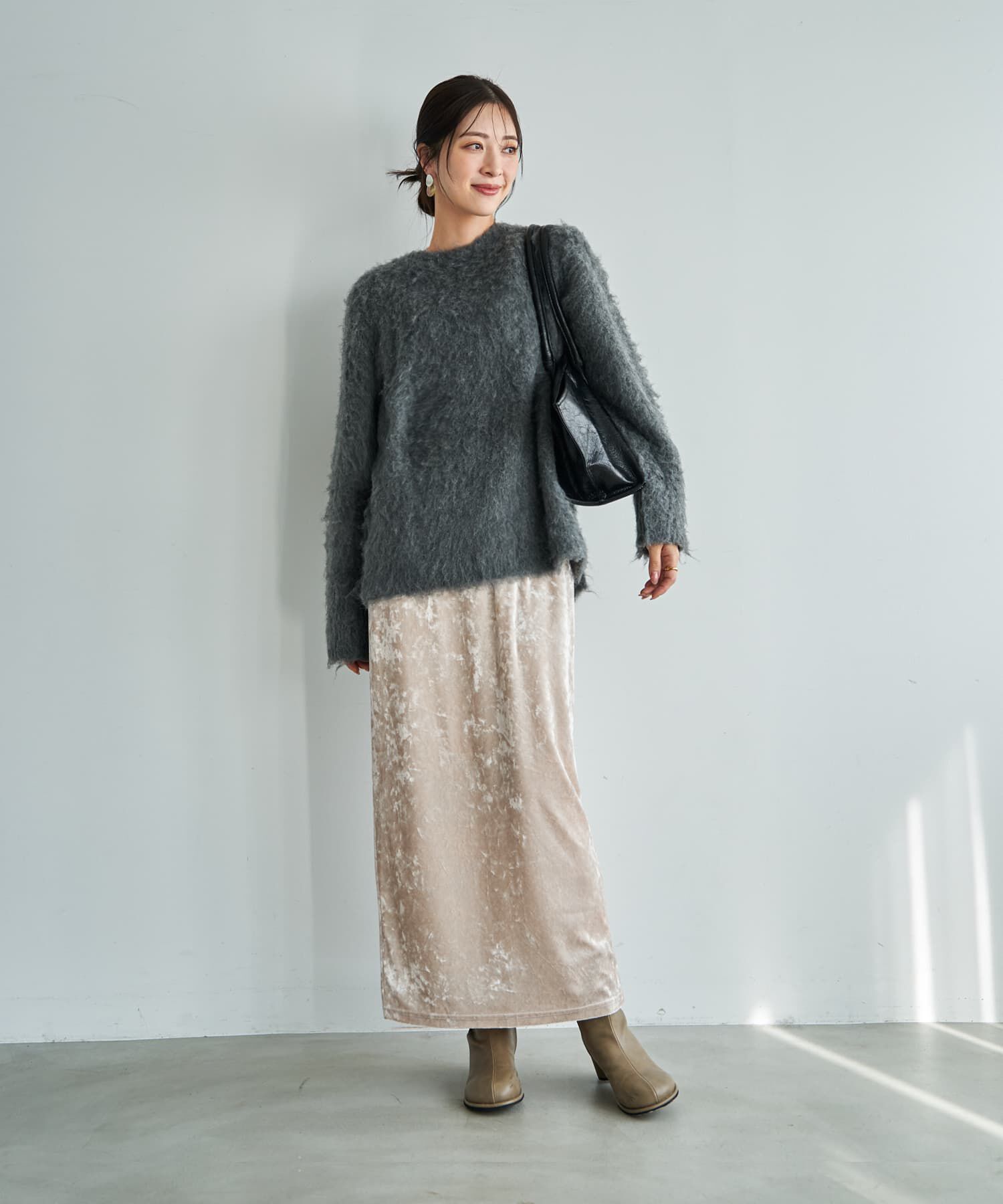 STYLE DELI「クラッシュベロア伸縮ストレートスカート」|スカート|