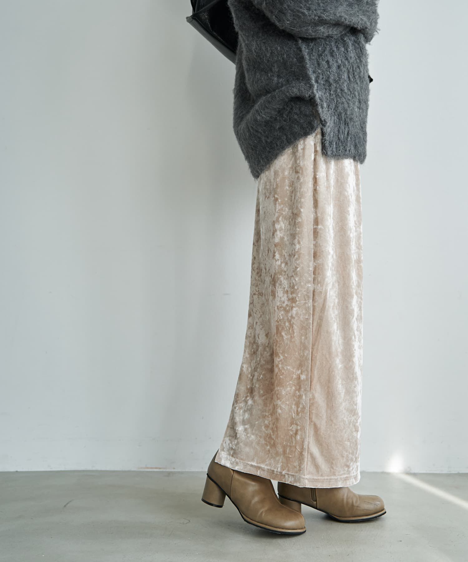 STYLE DELI「クラッシュベロア伸縮ストレートスカート」|スカート|