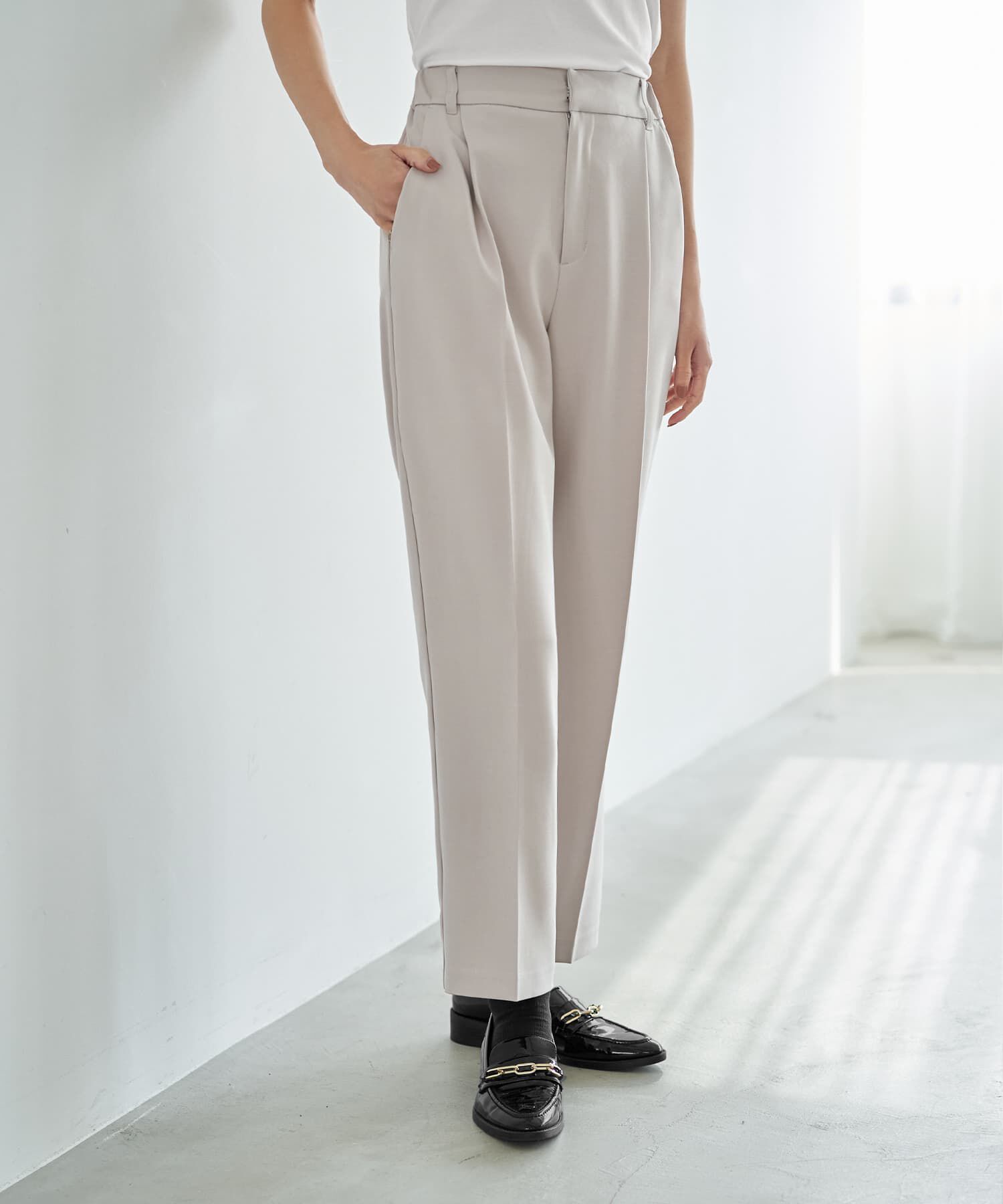 STYLE DELI「ストレッチツイルBASICタックパンツ」|スラックス|