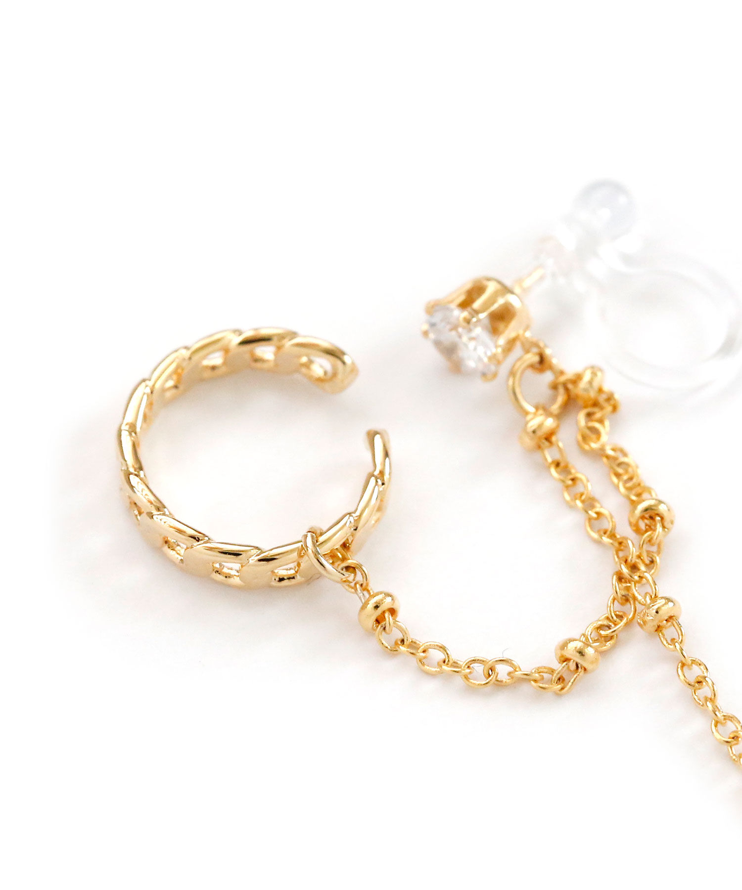 colleca la「チェーンイヤーカフ&times;ストーン樹脂イヤリング」|イヤーカフ|