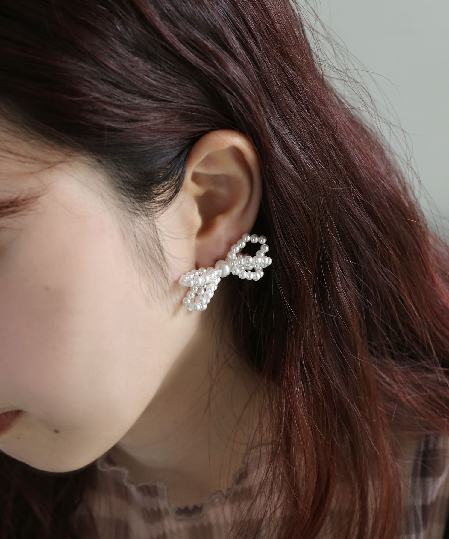 colleca la「パール/ビーズリボンピアス」|ピアス|ホワイト