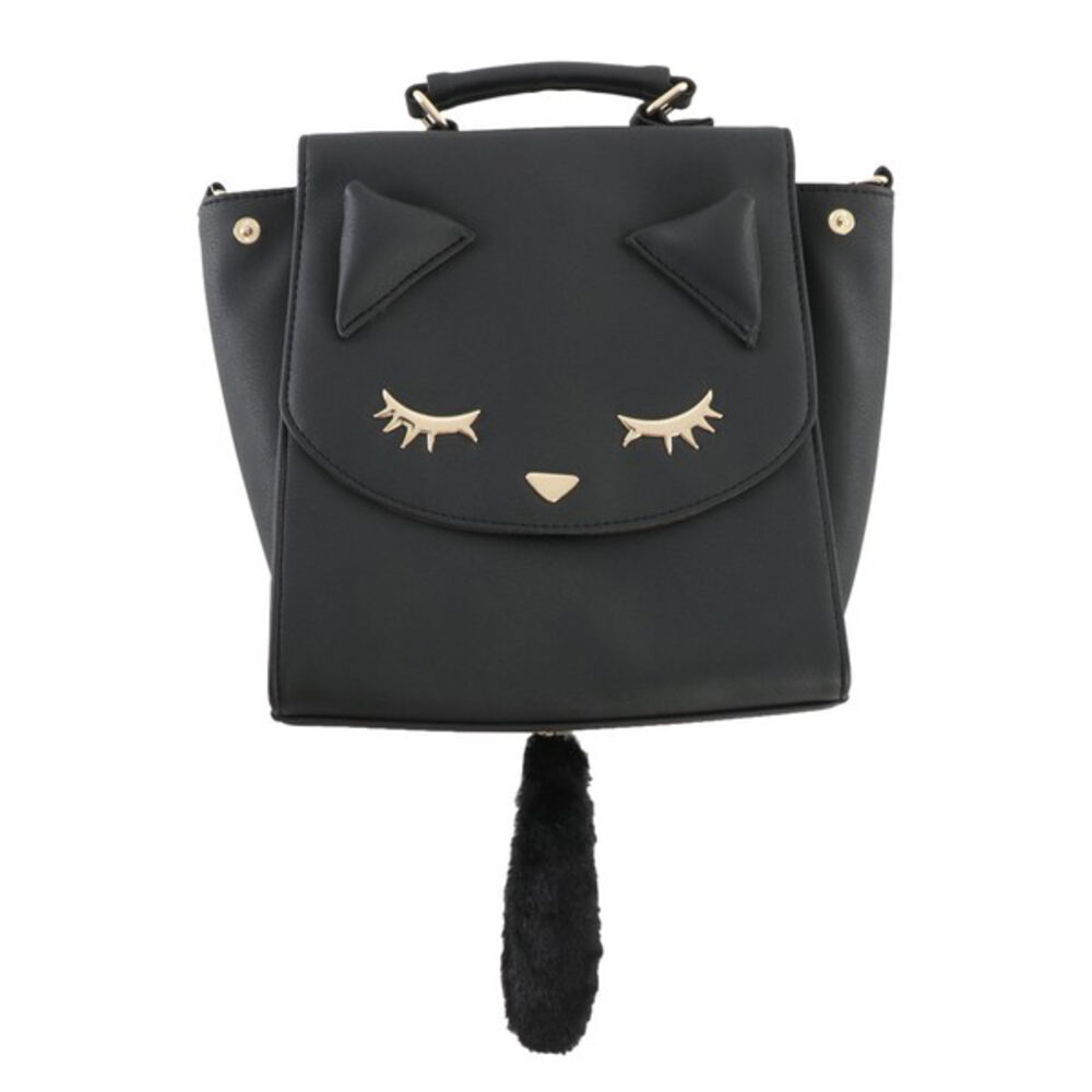 BACKYARD FAMILY「リュック ねこ 通販 ミニリュック デイパック バックパック 3WAYリュック ミニリュックサック」|リュック|ブラック1