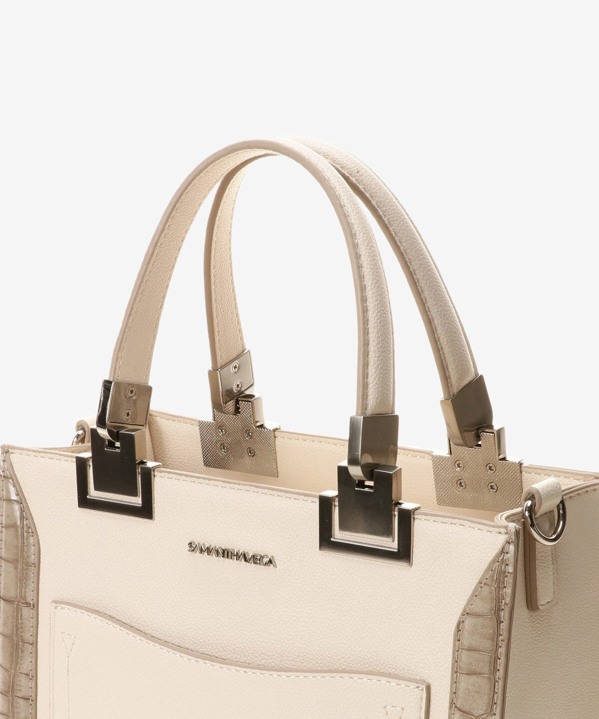 Samantha Vega「レター型ポーチ付きBOXトート(フェイクレザー&times;クロコ調)」|ハンドバッグ|