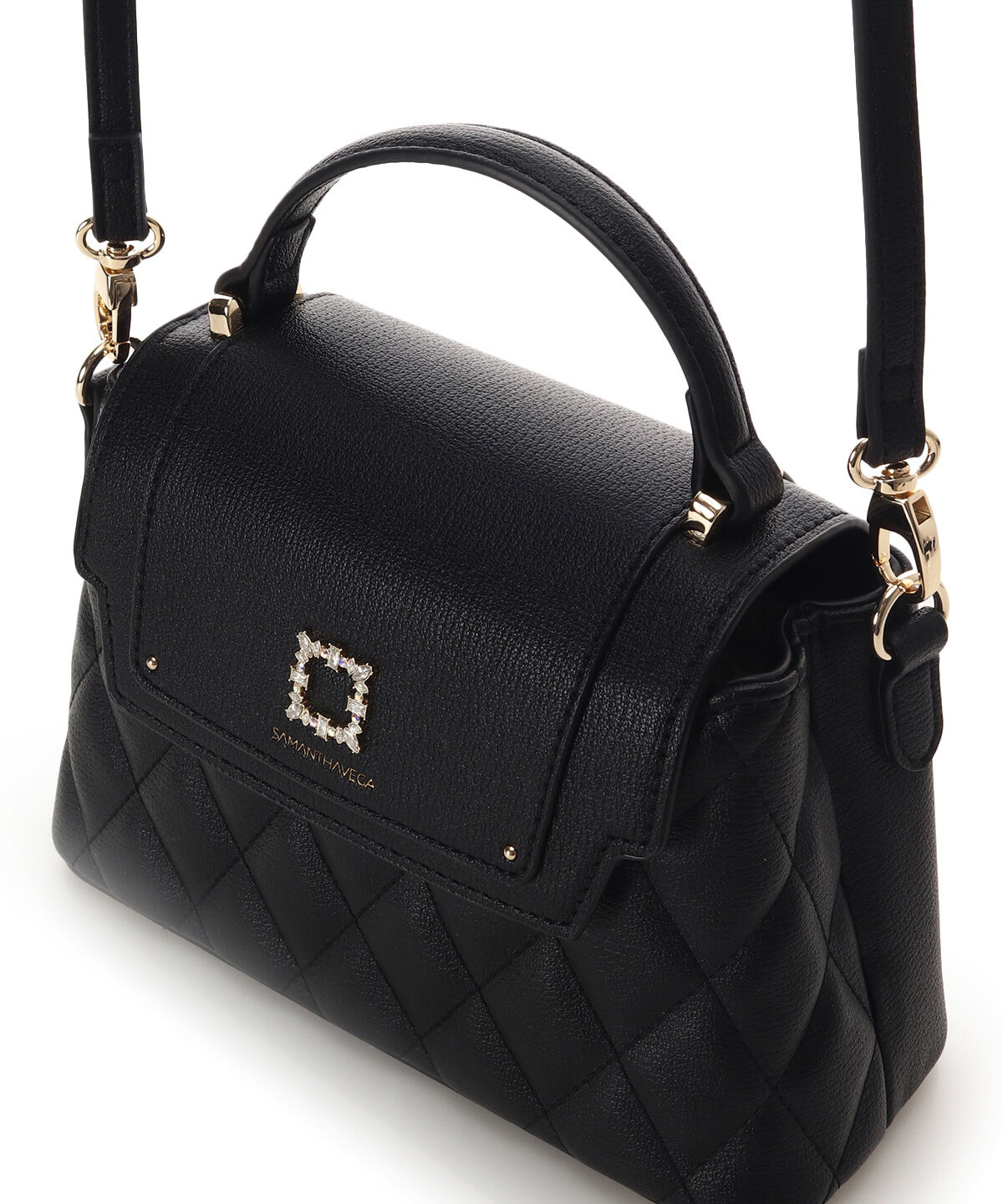 Samantha Vega「スクエアビジューキルトフラップショルダーバッグ」|ショルダー・メッセンジャー|