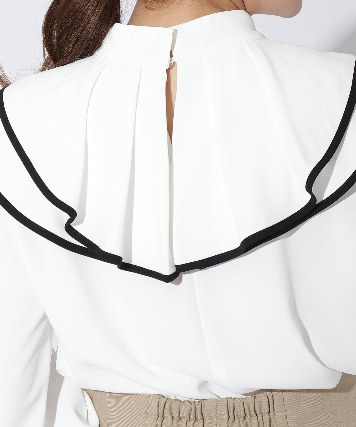 アンドクチュール「配色フリルケープブラウス」|シャツ・ブラウス|