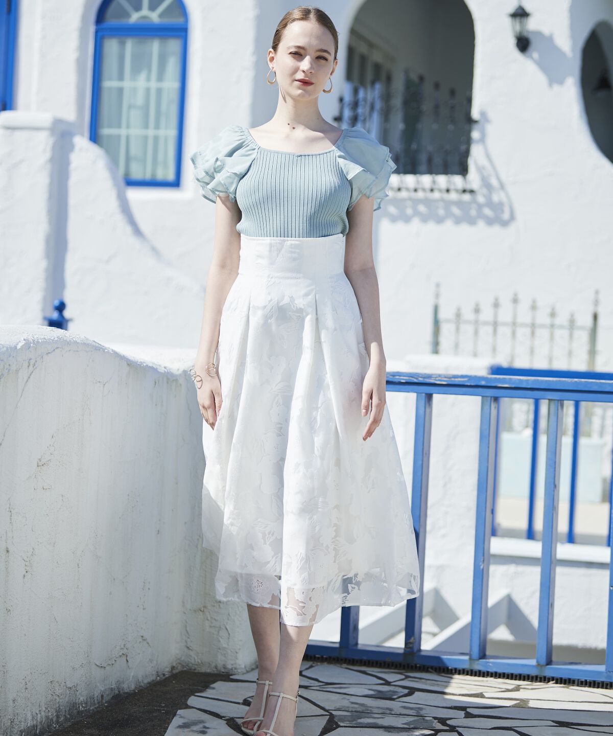 アンドクチュール「オパールフラワーフレアスカート」|フレア|