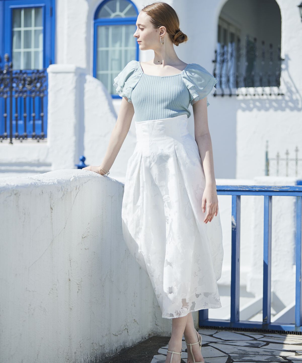 アンドクチュール「オパールフラワーフレアスカート」|フレア|