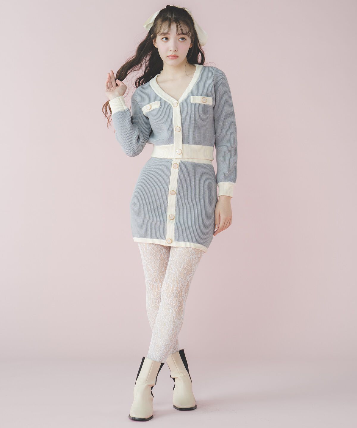 REDYAZEL「配色ニットミニスカート」|タイト|