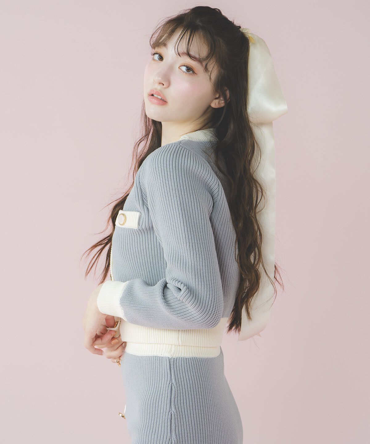 REDYAZEL「配色ニットミニスカート」|タイト|