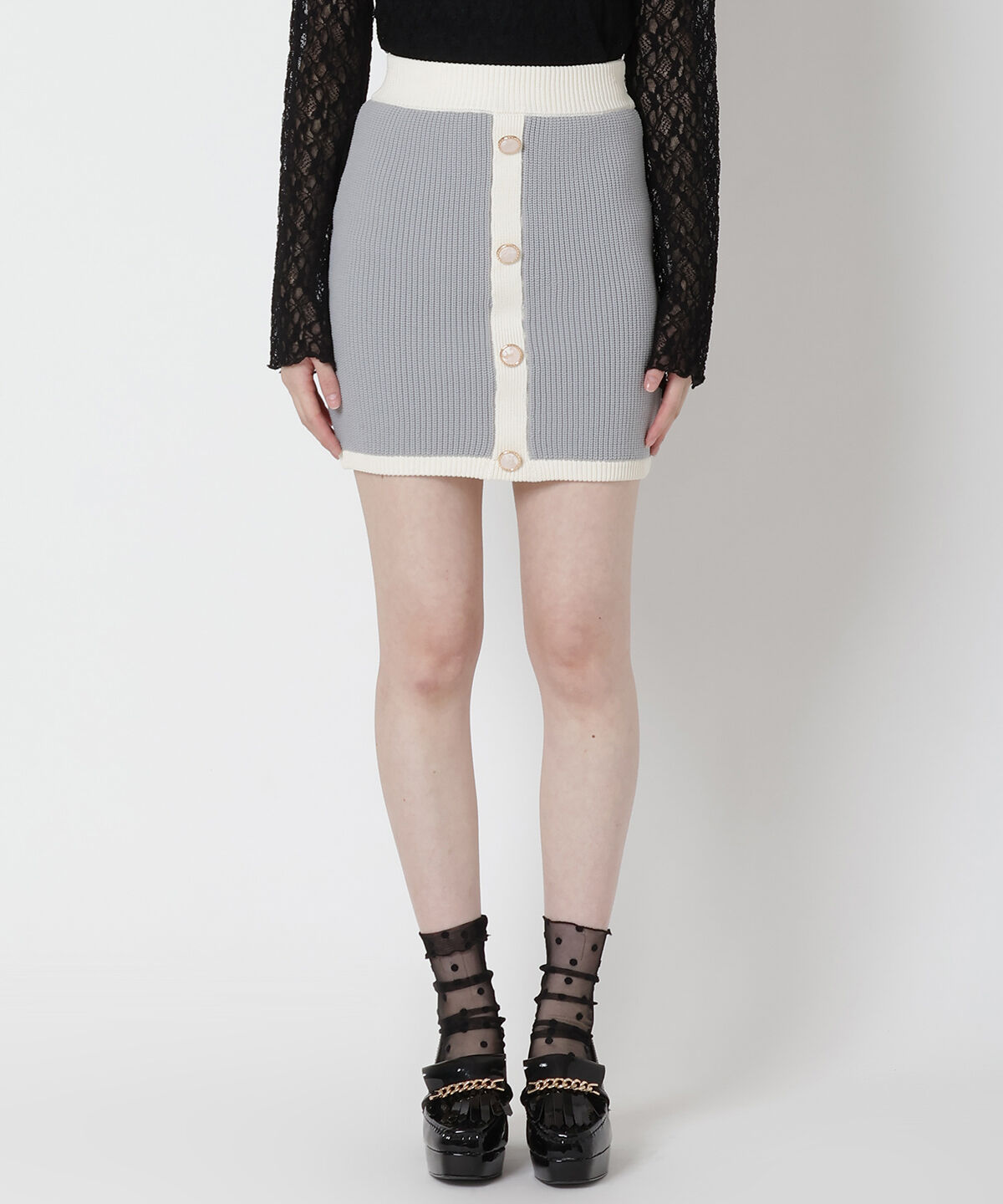 REDYAZEL「配色ニットミニスカート」|タイト|