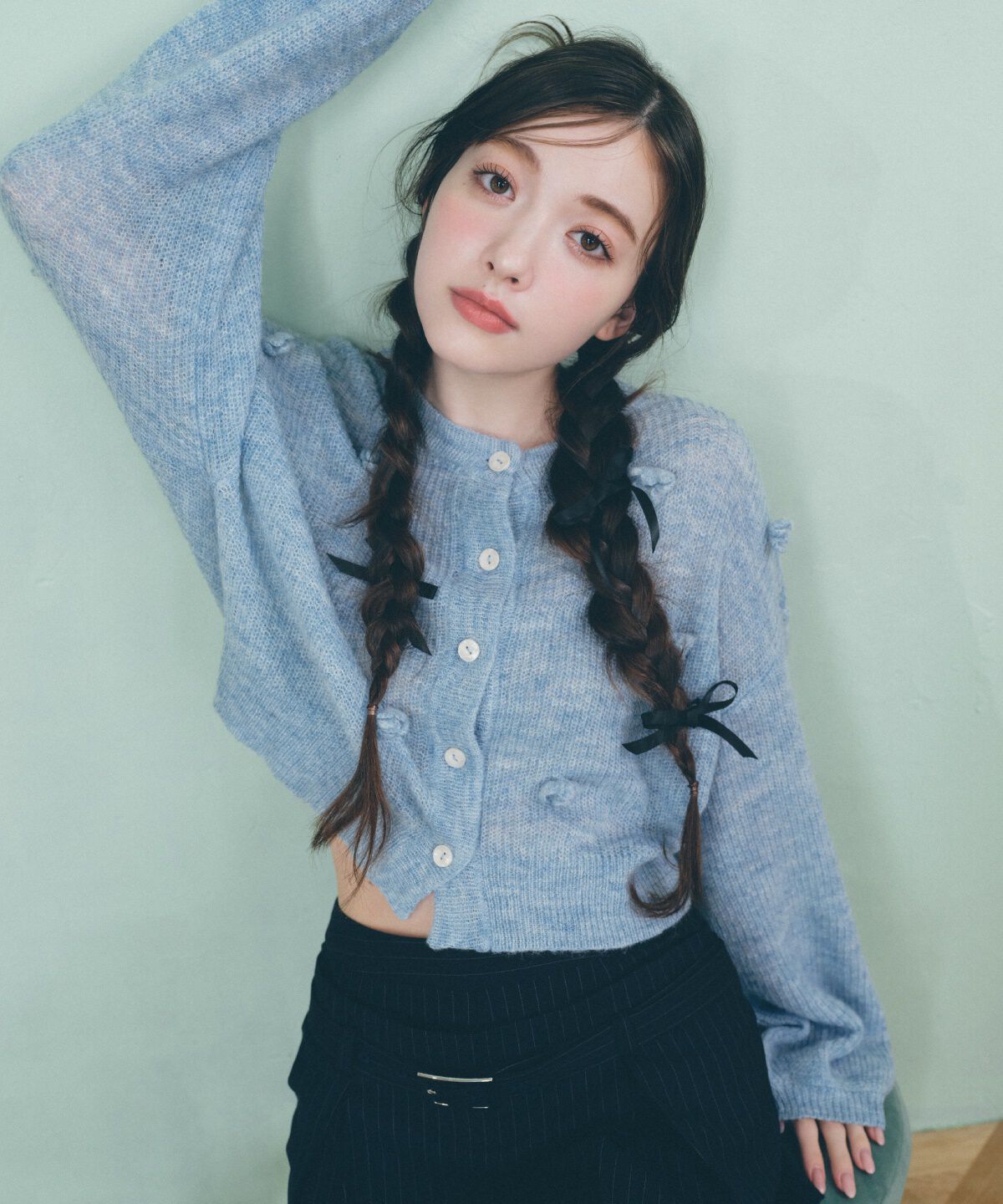 REDYAZEL「クロシェフラワーカーディガン」|カーディガン|ブルー