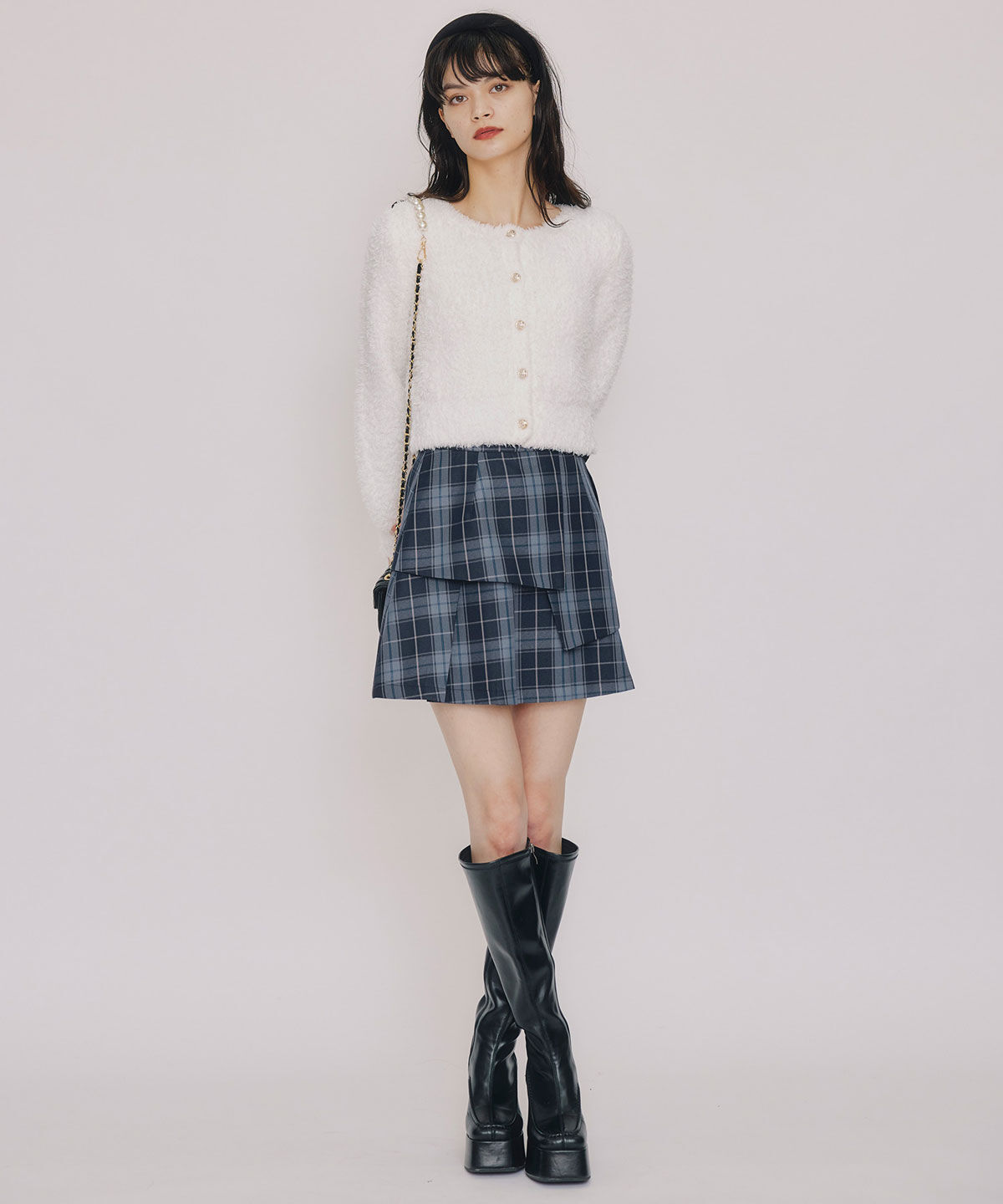 REDYAZEL「フラッフィブークレシャギーニットカーディガン」|カーディガン|