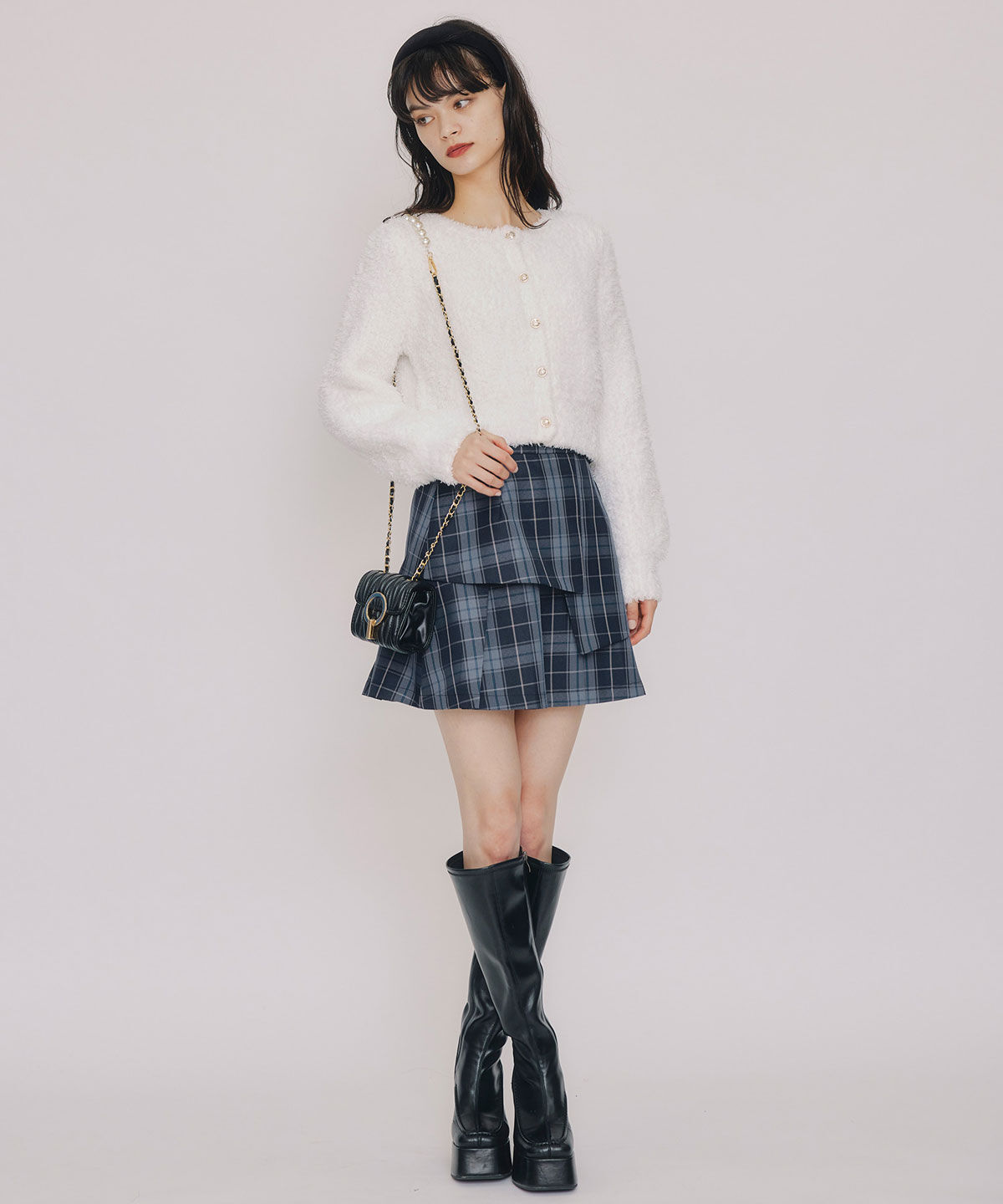 REDYAZEL「フラッフィブークレシャギーニットカーディガン」|カーディガン|