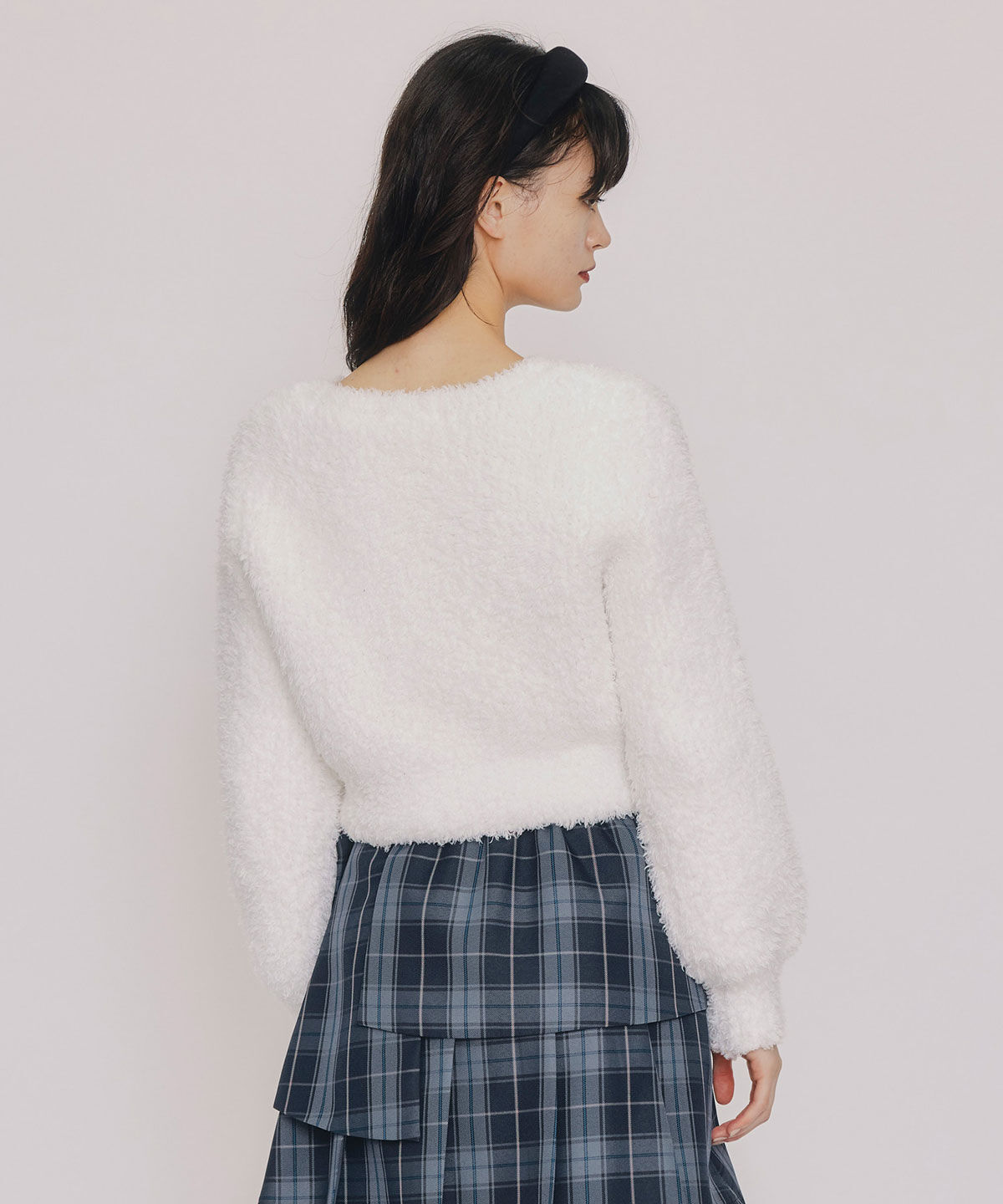 REDYAZEL「フラッフィブークレシャギーニットカーディガン」|カーディガン|