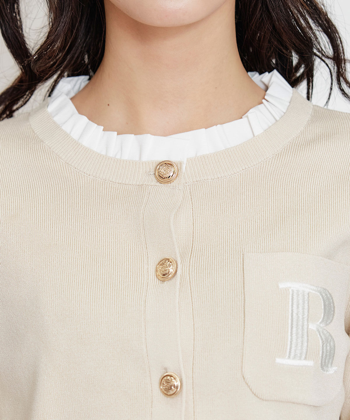 REDYAZEL「Rフリルレイヤードニットカーディガン」|カーディガン|