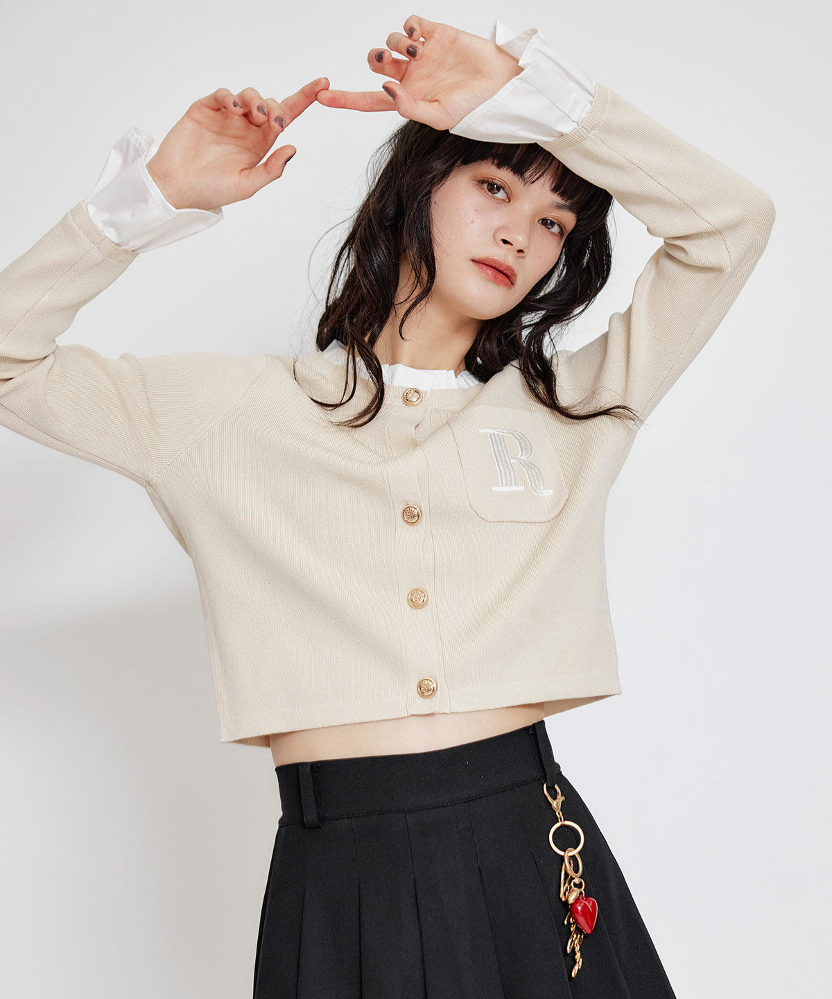 REDYAZEL「Rフリルレイヤードニットカーディガン」|カーディガン|