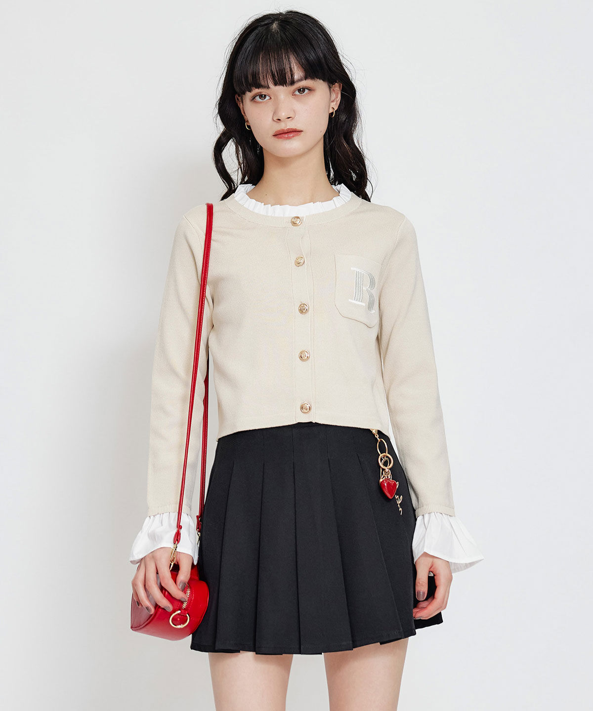 REDYAZEL「Rフリルレイヤードニットカーディガン」|カーディガン|