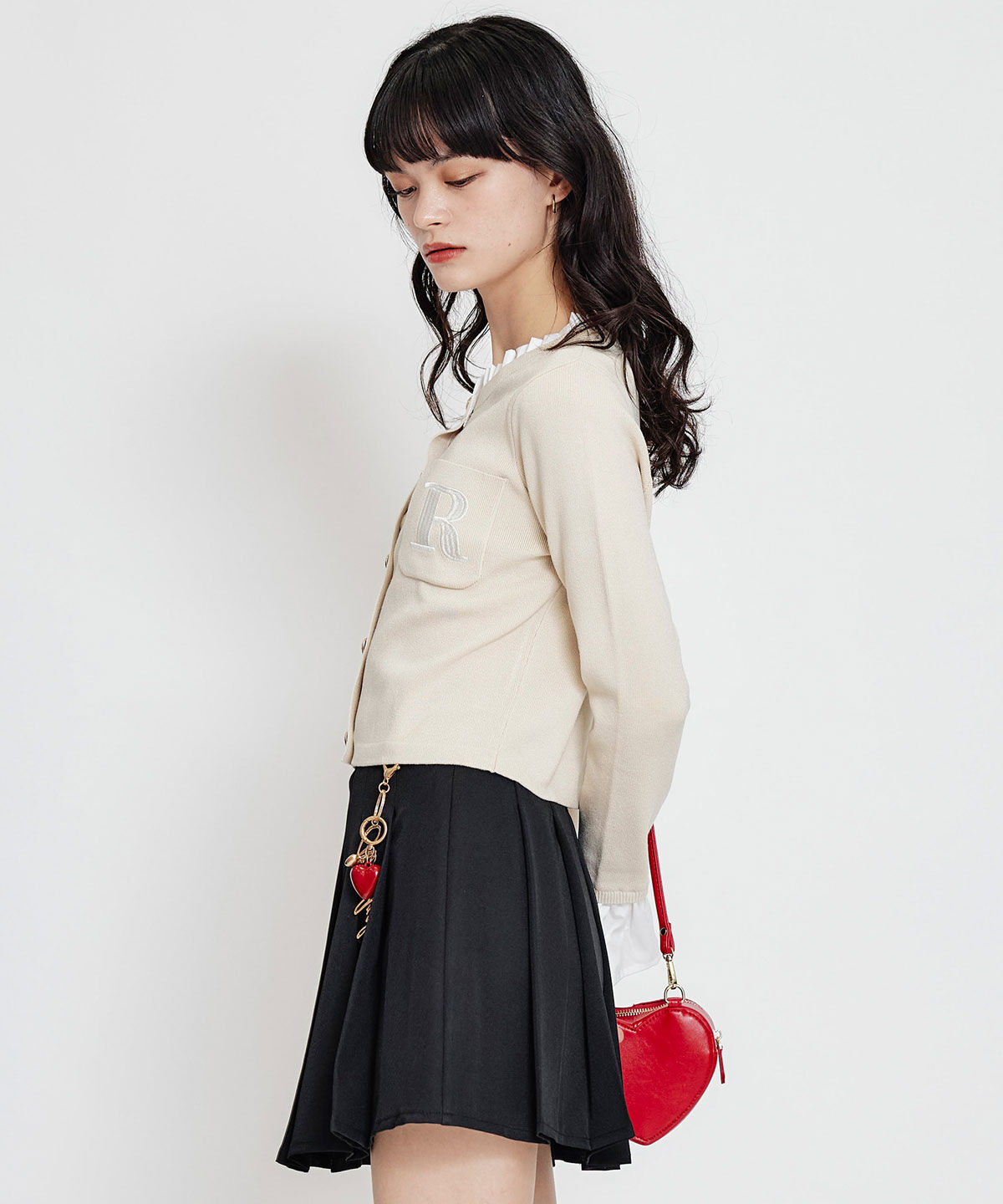 REDYAZEL「Rフリルレイヤードニットカーディガン」|カーディガン|