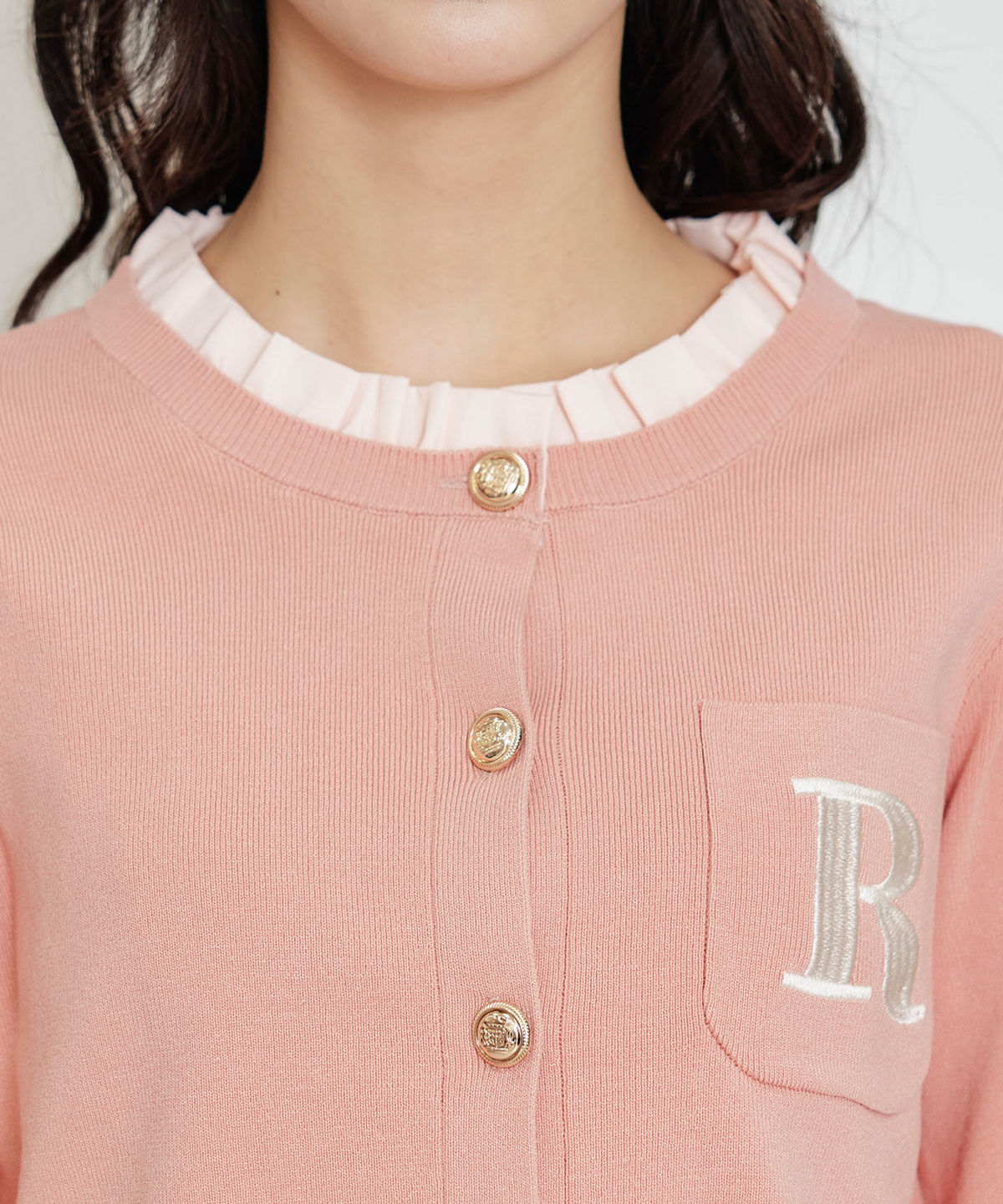 REDYAZEL「Rフリルレイヤードニットカーディガン」|カーディガン|