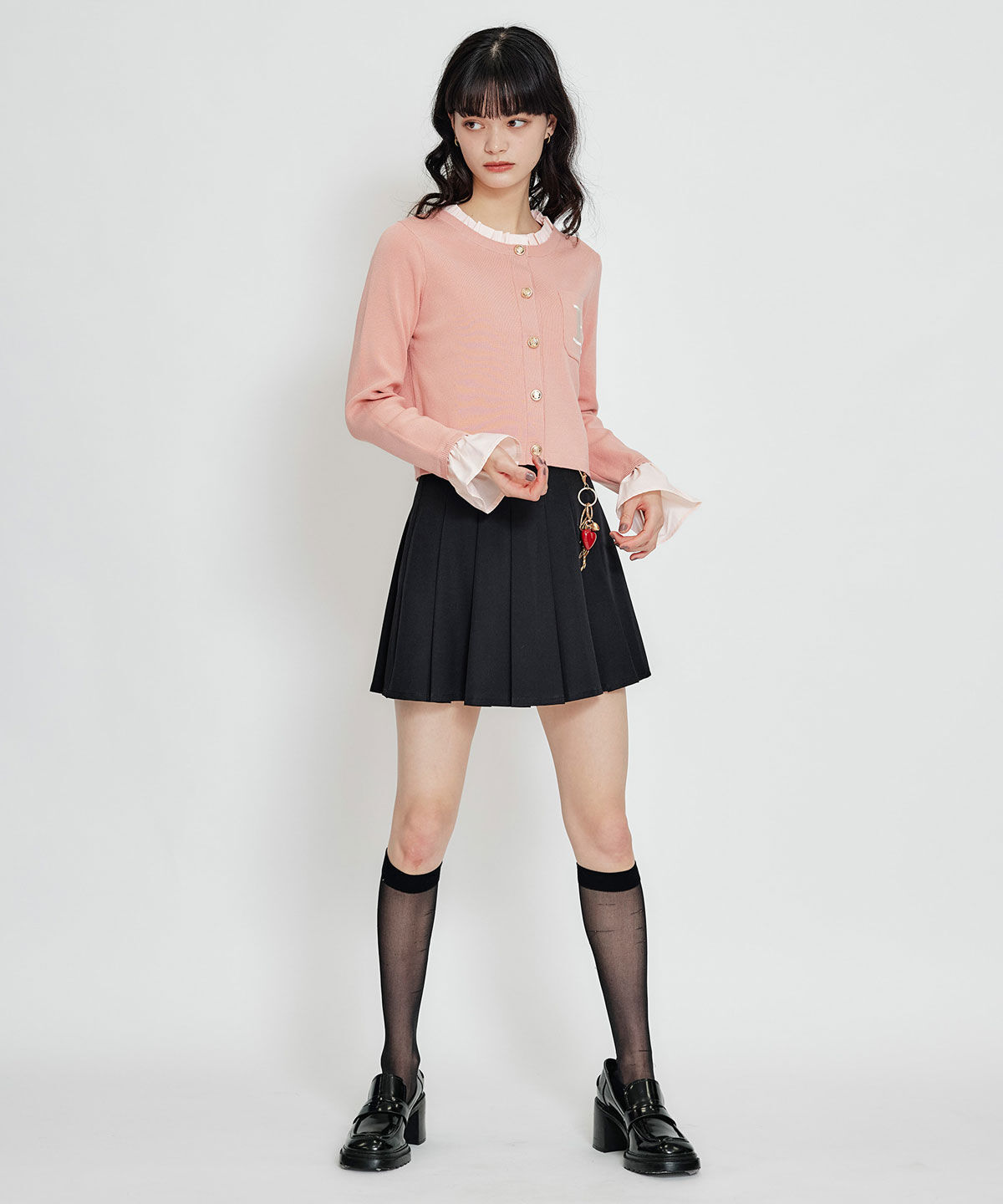 REDYAZEL「Rフリルレイヤードニットカーディガン」|カーディガン|