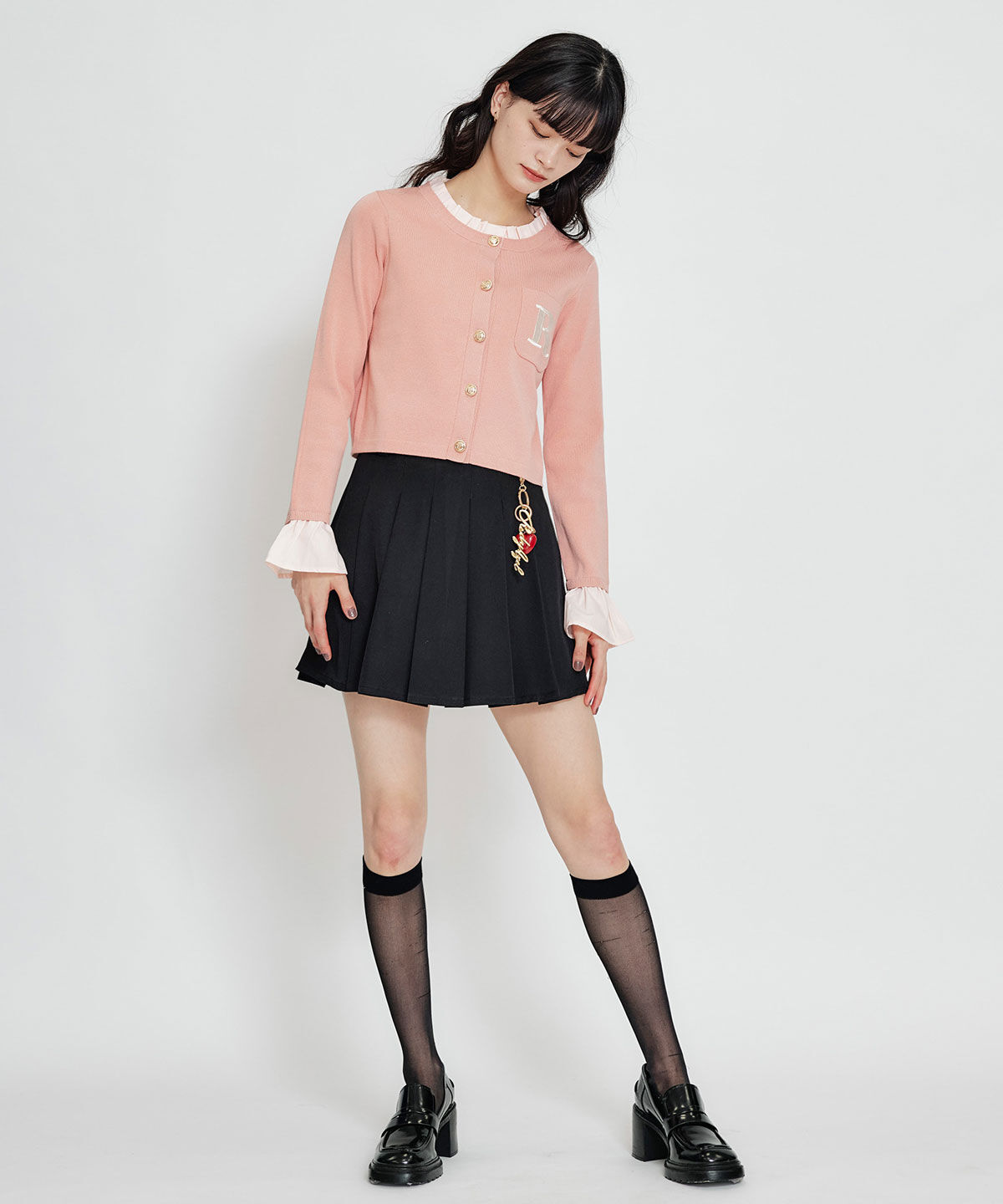 REDYAZEL「Rフリルレイヤードニットカーディガン」|カーディガン|